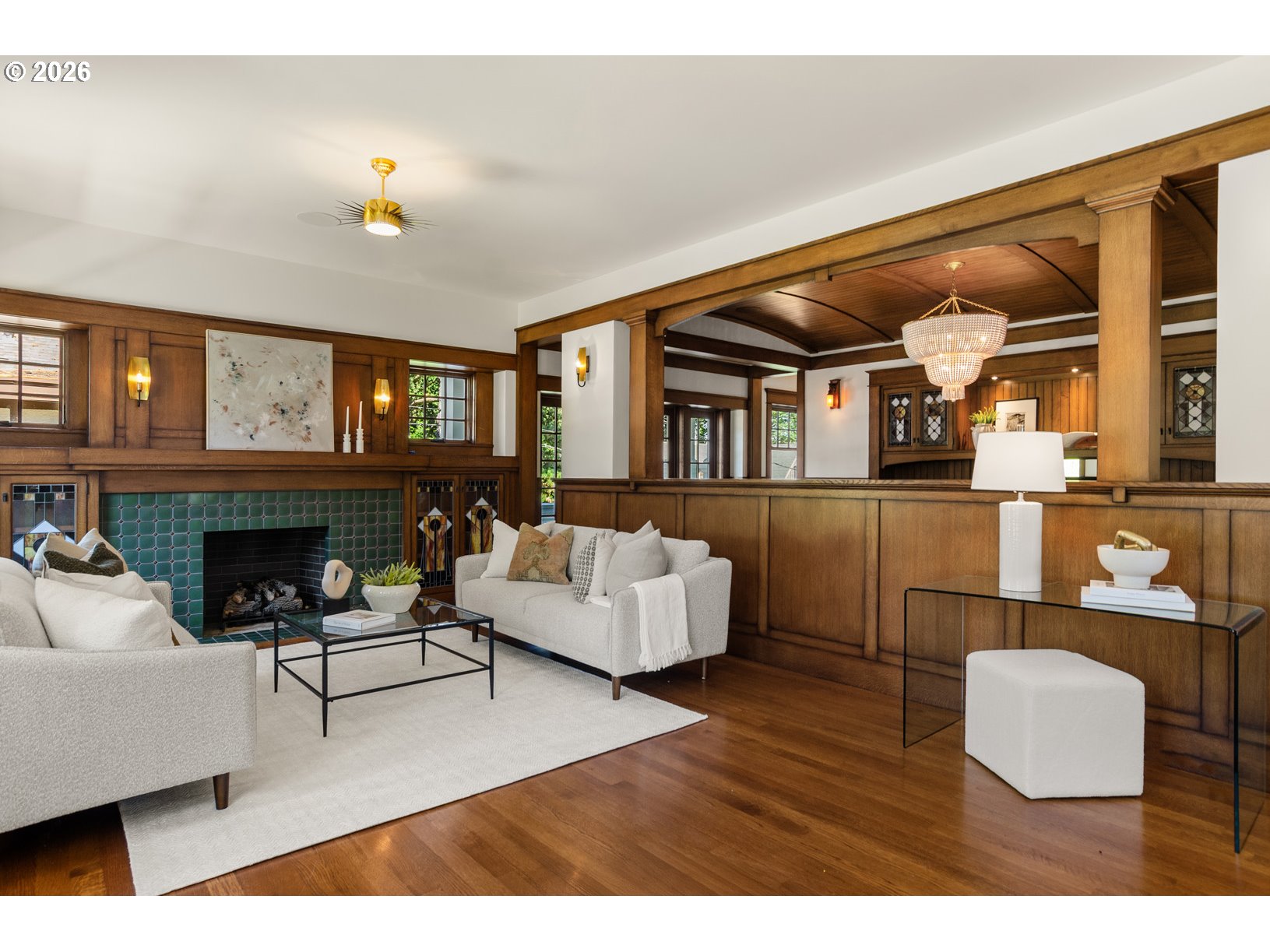 2023 Southwest Montgomery Drive Portland, OR 97201 - Photo 4 of 46 a living room with furniture and a fireplace