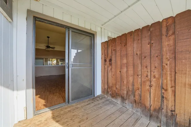 a view of a wooden door