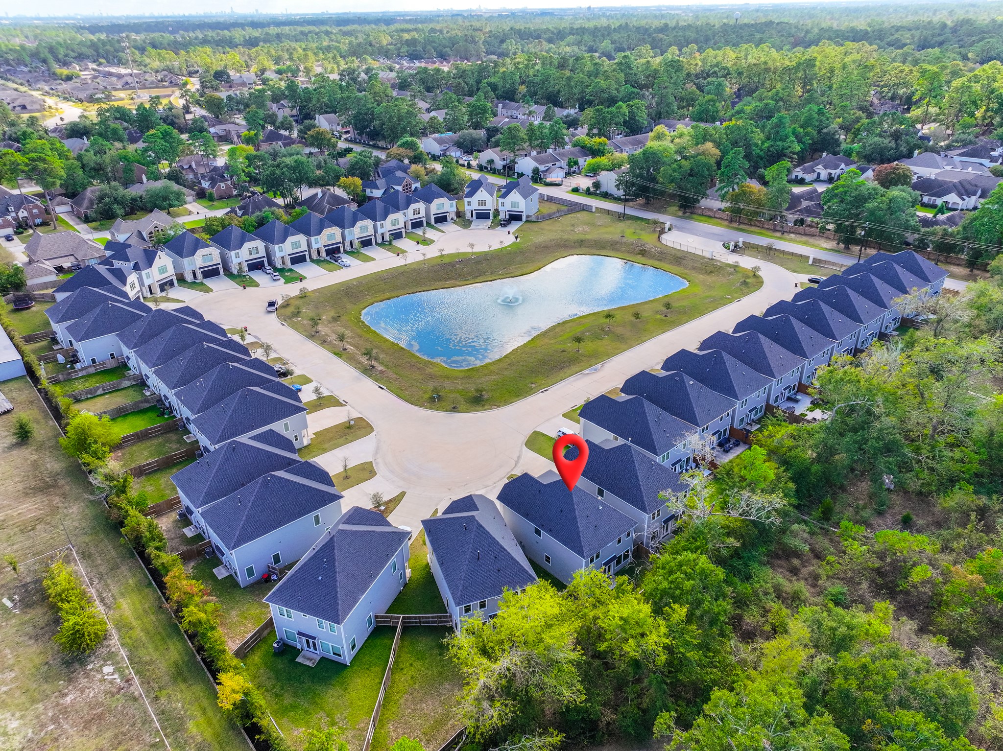 4910 Wunder Way Houston, TX 77069 - Photo 8 of 49 an aerial view of a house with a swimming pool yard and outdoor seating