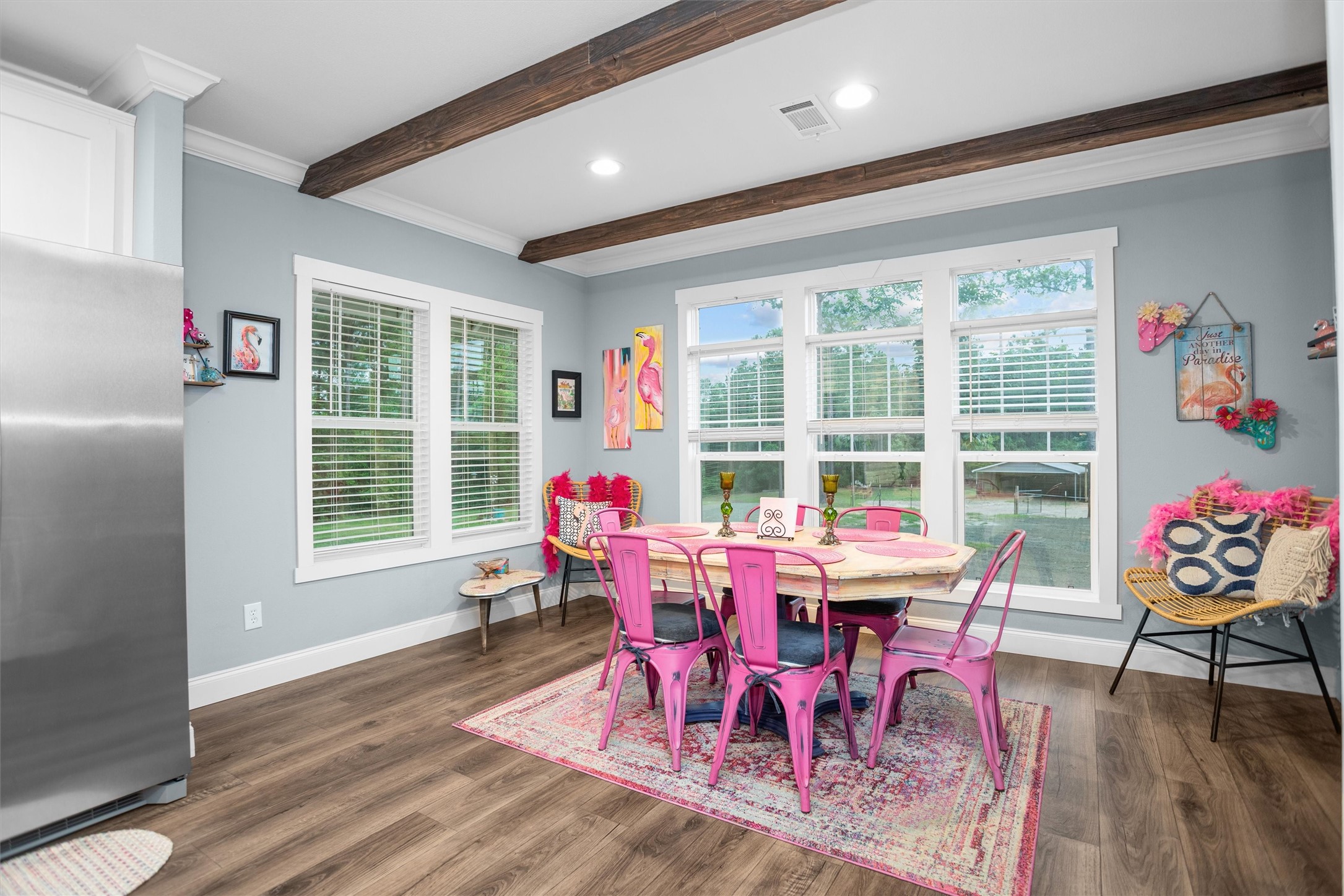 275 County Road 3215 Colmesneil, TX 75938 - Photo 17 of 34 a dining room with furniture window and wooden floor
