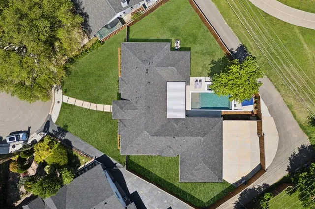 an aerial view of a house