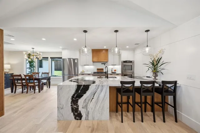 a view of a dining area with furniture
