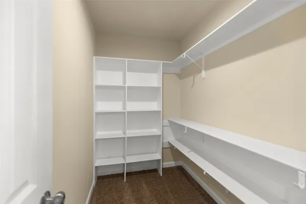 a storage room with wooden floor