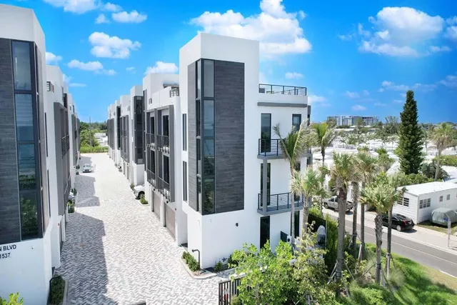 a view of a city from a patio
