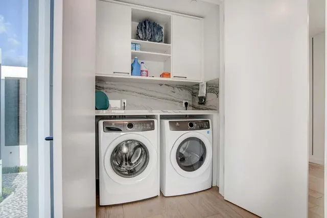 a view of balcony with furniture