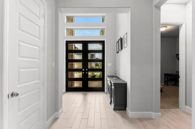 a bedroom with a bed and furniture