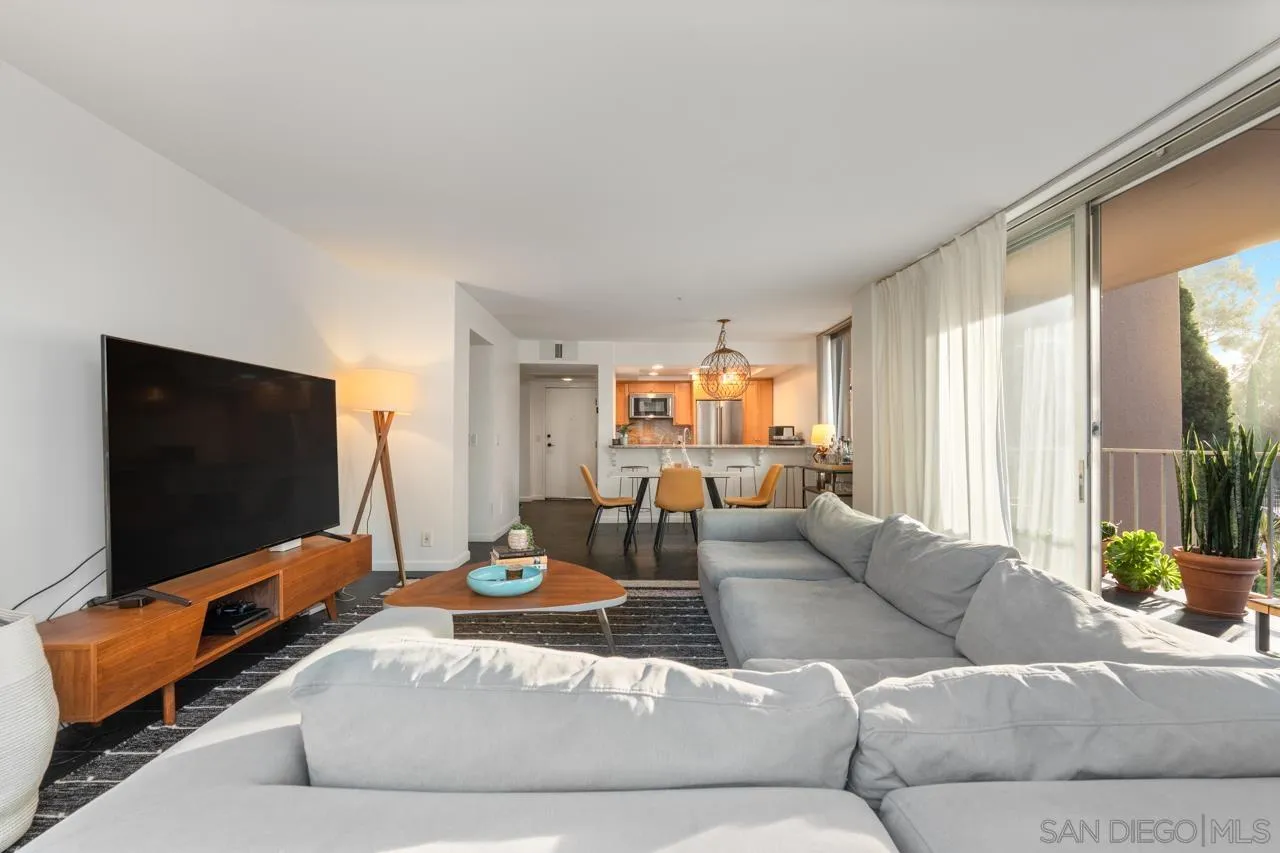3635 7th Avenue, Unit 2D San Diego, CA 92103 - Photo 19 of 68 a living room with furniture and a flat screen tv