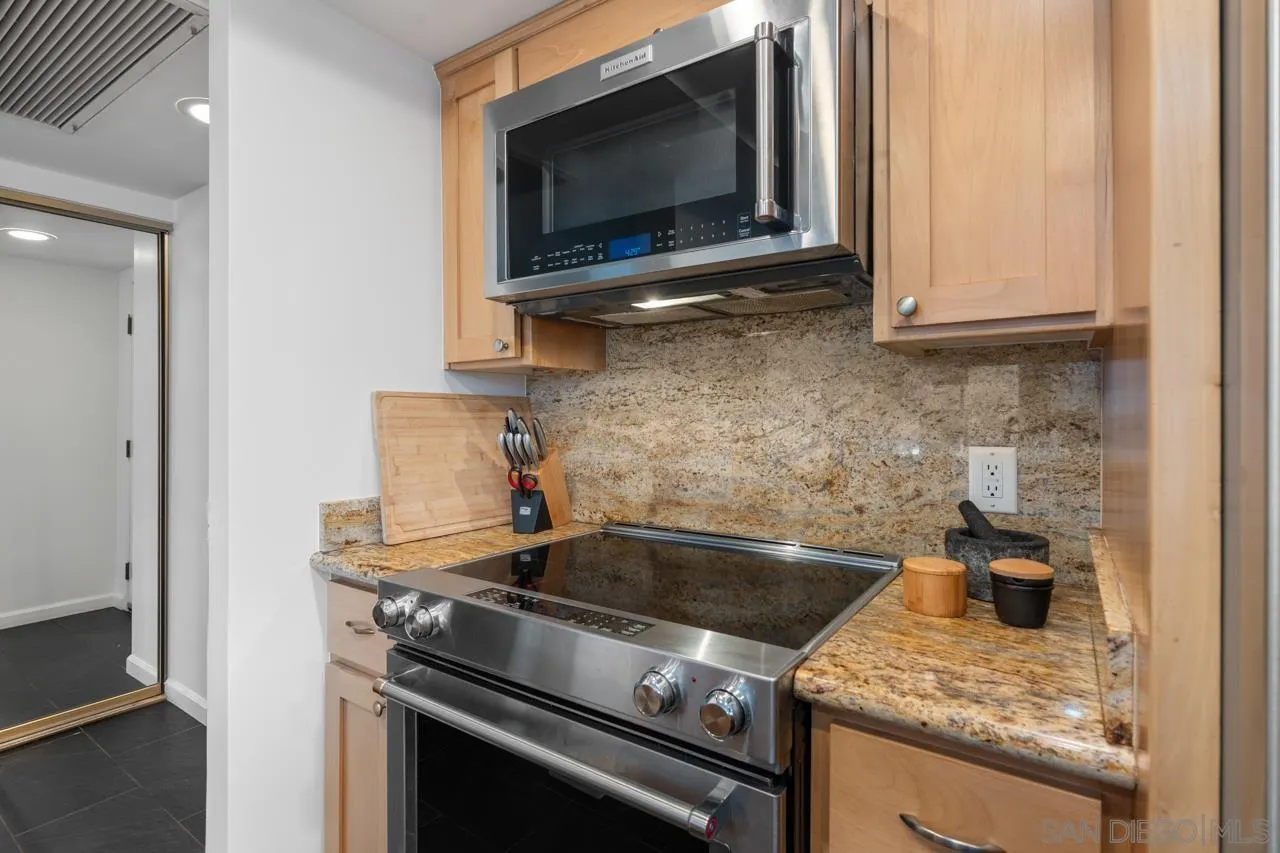 3635 7th Avenue, Unit 2D San Diego, CA 92103 - Photo 10 of 68 a kitchen with a stove and a microwave