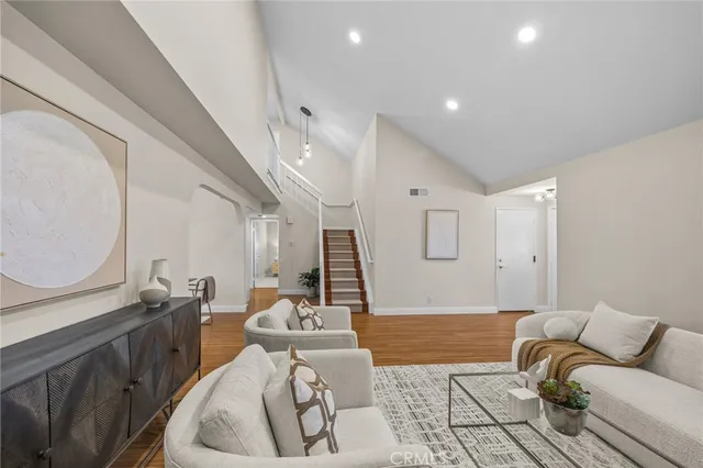 a living room with furniture