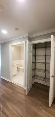 a view of an empty walk in closet