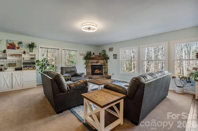 a view of a yard with large trees