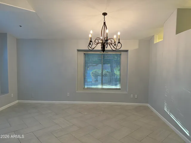 a view of a chandelier in a room