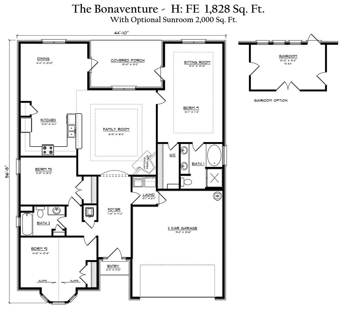 19 Big Oak Lane Point Washington, FL 32459 - Photo 54 of 54 2000 sq. ft. floor plan with Sunroom