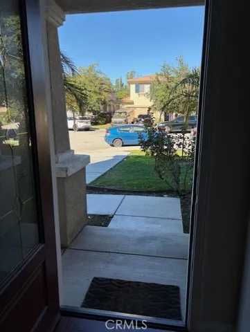 a view of a balcony with an outdoor space