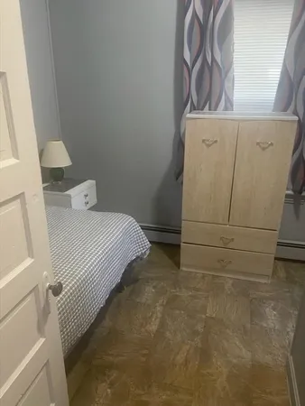 a view of a room with racks on the wall