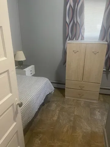 a view of a room with racks on the wall