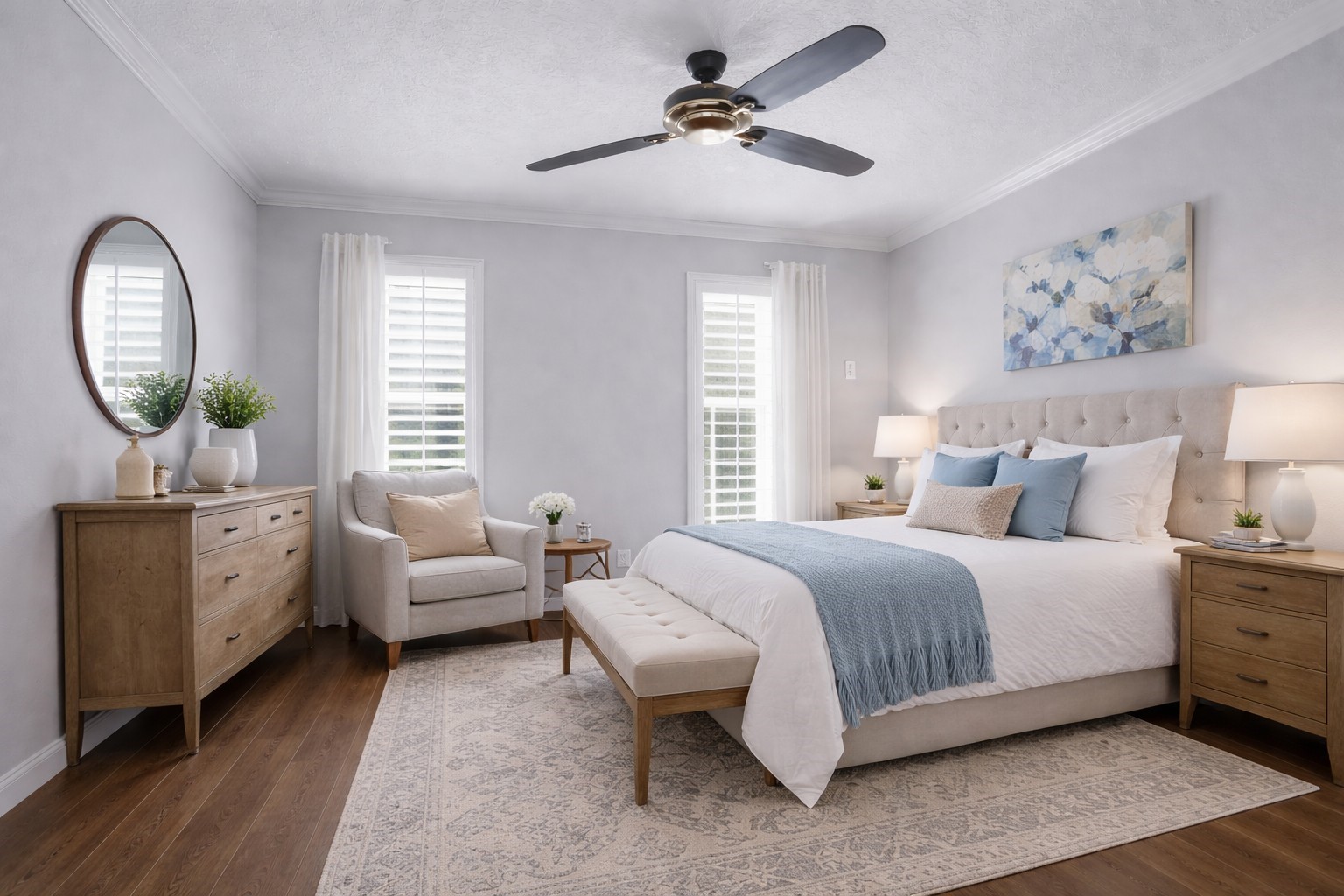 9318 Appin Falls Drive Spring, TX 77379 - Photo 21 of 35 a spacious bedroom with a bed a chandelier and a window