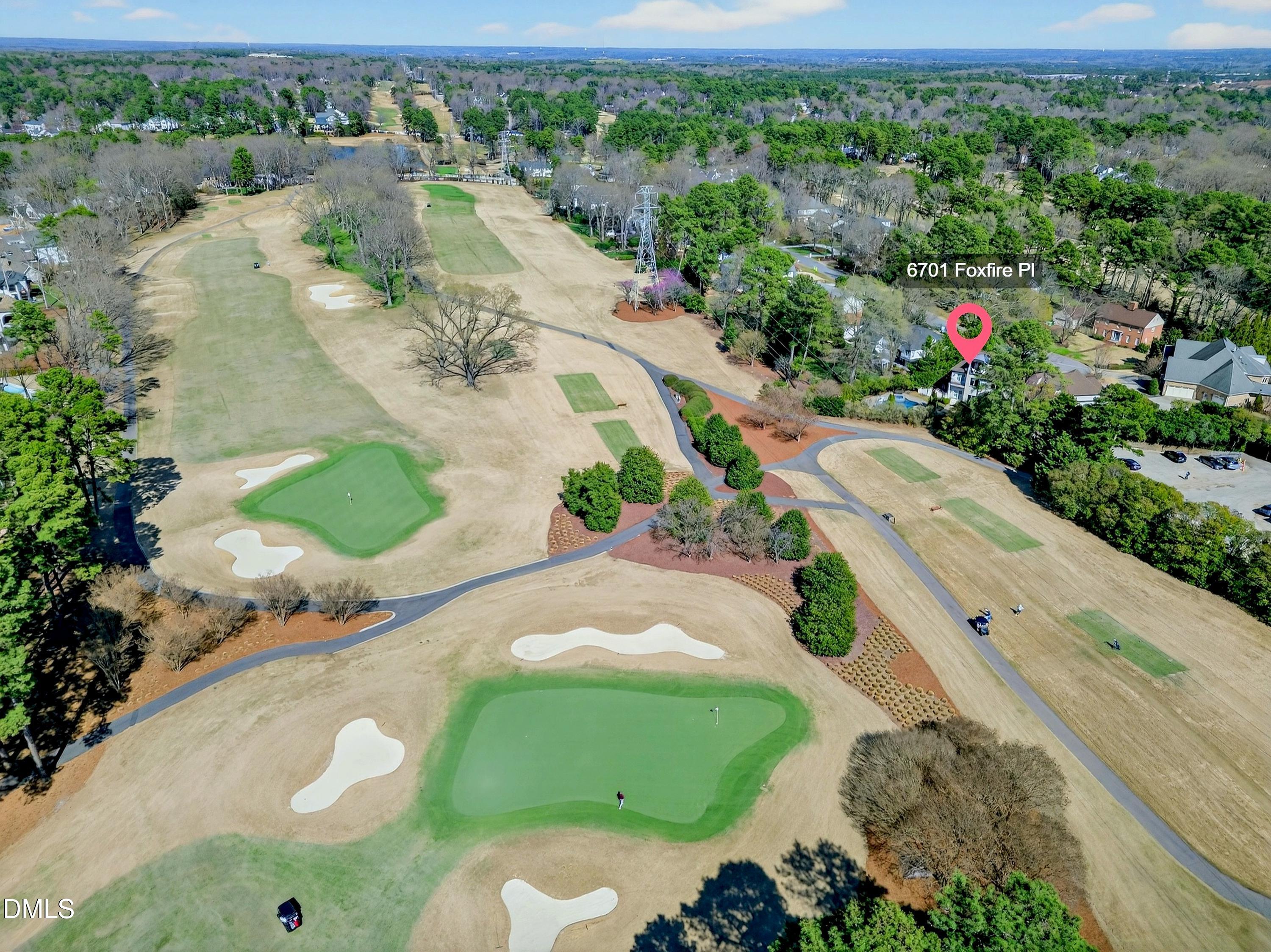 6701 Foxfire Place Raleigh, NC 27615 - Photo 61 of 67 an aerial view of a house with a yard and outdoor seating