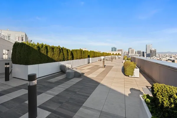 a view of a terrace with chairs