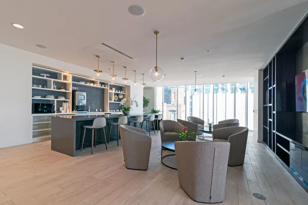 a kitchen with lots of counter top space