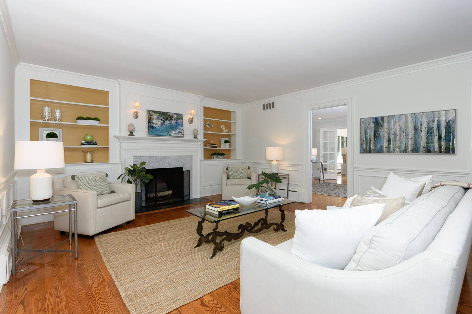 9 Old Parish Road Darien, CT 06820 - Photo 12 of 49 a living room with furniture and a fireplace