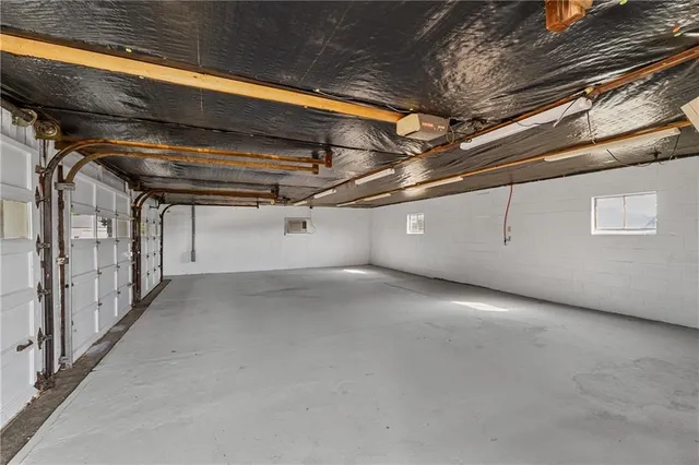 an aerial view of a garden with mountain view