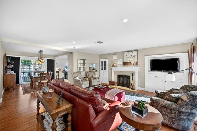a living room with furniture or couch and a rug