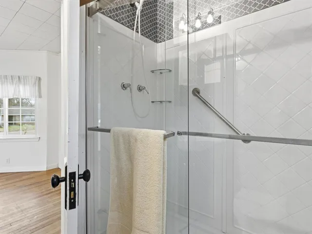 a bathroom with a shower