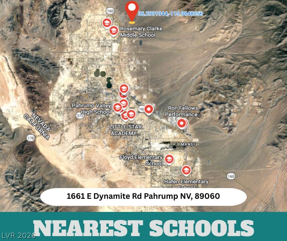 1661 Dynamite Road Pahrump, NV 89060 - Photo 10 of 13 A comprehensive map pinpoints educational facilities within the local community.