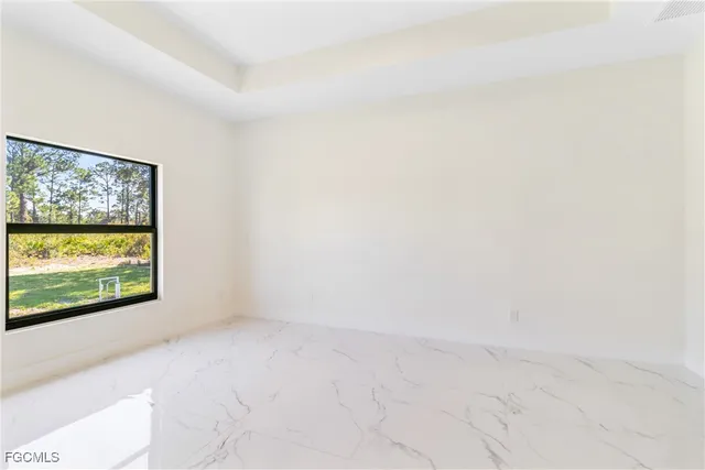 a view of a room with a window