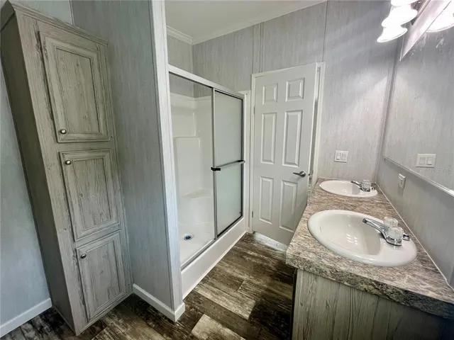 a bathroom with a shower