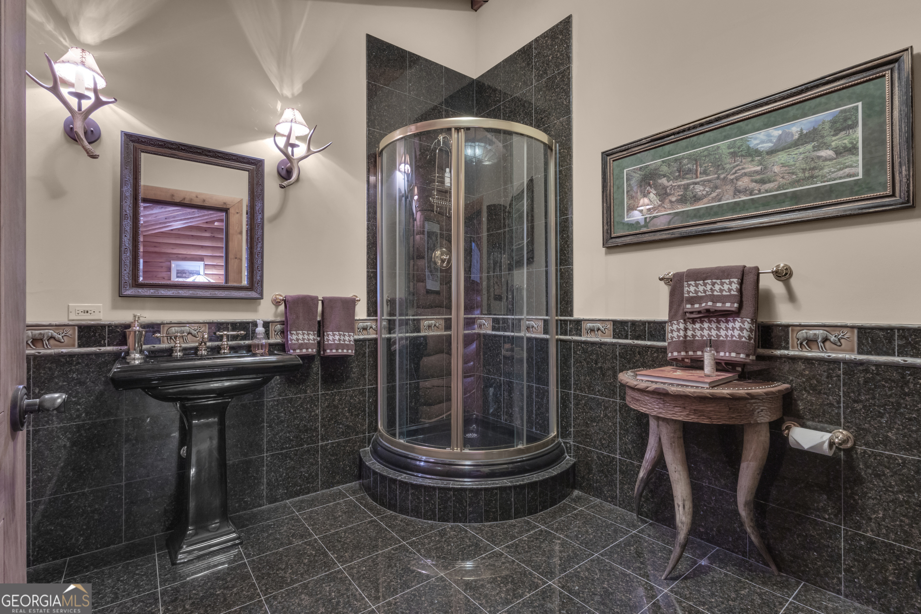 14501 Woolsey Road Hampton, GA 30228 - Photo 55 of 142 a bathroom with a sink a mirror and a lamp