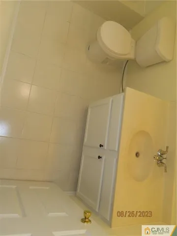 a close view of a toilet in a bathroom