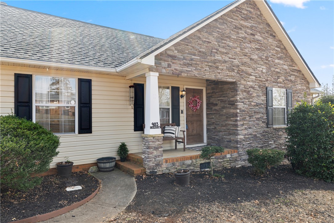 903 Huckleberry Lane Anderson, SC 29625 - Photo 3 of 42 This charming home showcases a welcoming entrance with thoughtful exterior details.