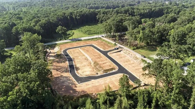 an aerial view of swimming pool