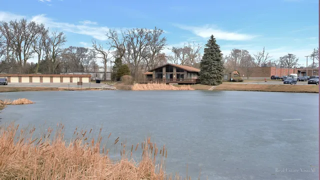 a view of a house with a yard and covered with snow