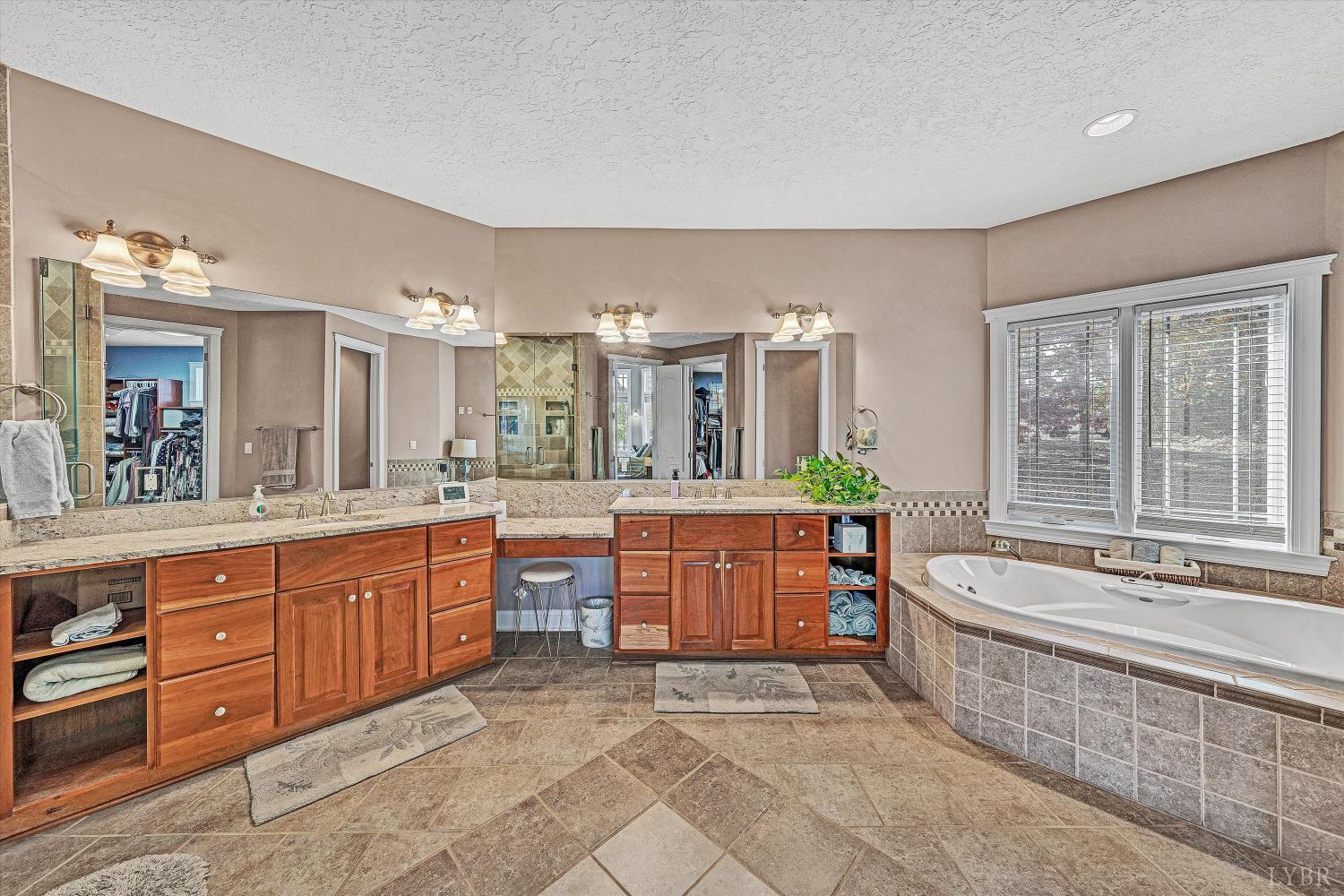 803 Compass Cove Circle Moneta, VA 24121 - Photo 14 of 92 a spacious bathroom with a granite countertop tub sink and mirror