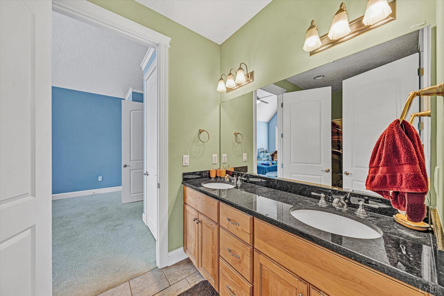 803 Compass Cove Circle Moneta, VA 24121 - Photo 52 of 92 a bathroom with a double vanity sink and a mirror