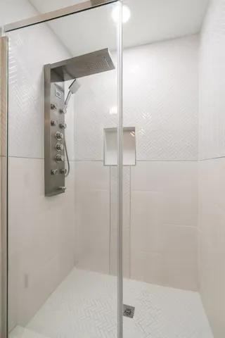 a bathroom with a shower