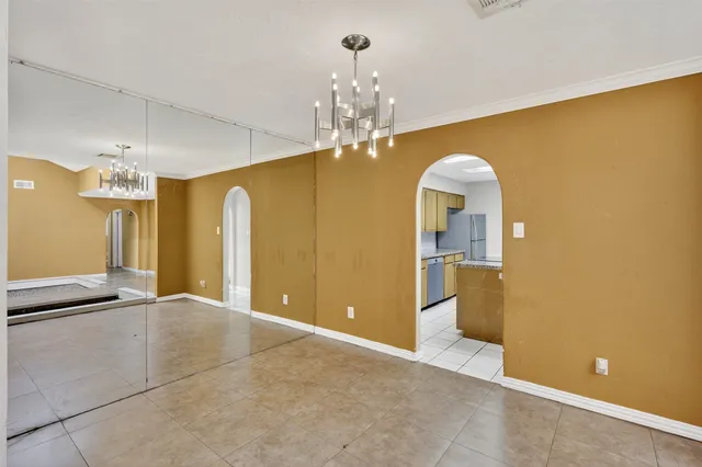 a view of a livingroom with a chandelier