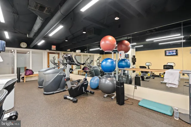 a view of a room with gym equipment