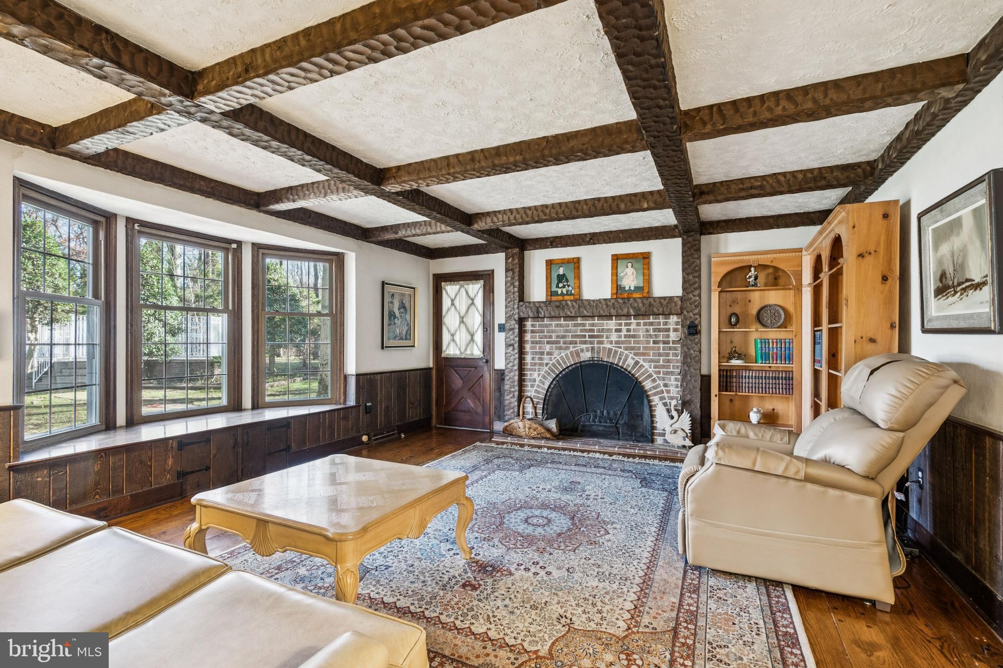 2 Oriole Way Moorestown, NJ 08057 - Photo 10 of 28 a living room with furniture a fireplace and large windows