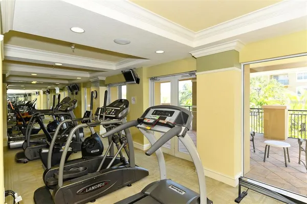a view of a room with gym equipment