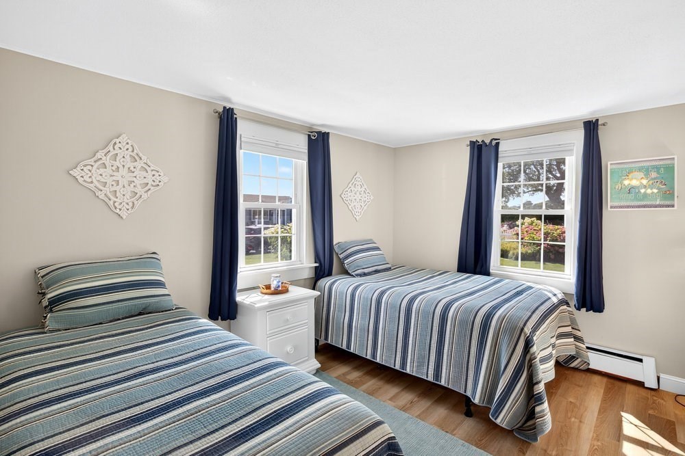 40 Shore Road Dennis, MA 02670 - Photo 20 of 34 a bedroom with a bed and wooden floor