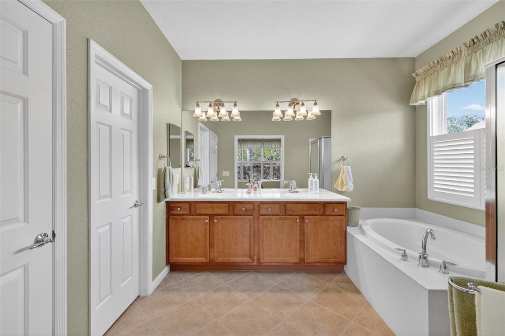 7271 Southwest 95th Court Ocala, FL 34481 - Photo 21 of 39 a spacious bathroom with a bathtub a sink and a mirror