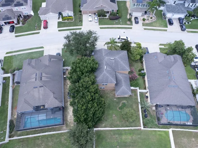 an aerial view of a house