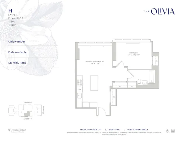 $5,350 | 315 West 33rd Street, Unit 29H | Hudson Yards