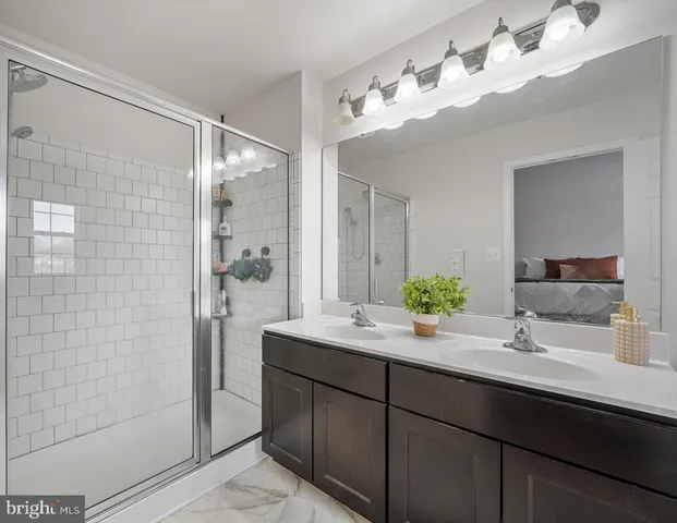 a bathroom with a bathtub