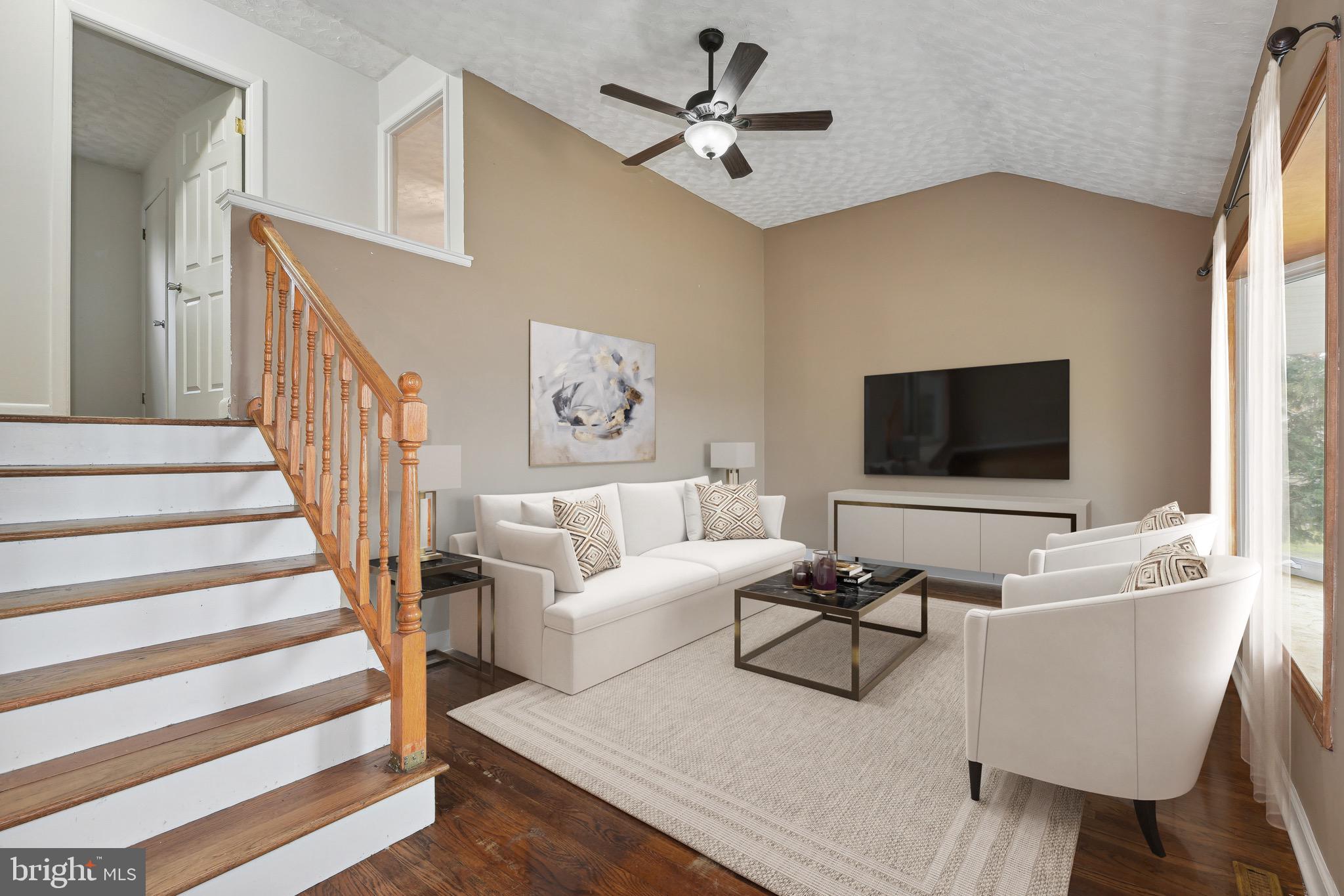 709 5th Street Delran, NJ 08075 - Photo 2 of 25 Virtually Staged Living room with Vaulted Ceiling