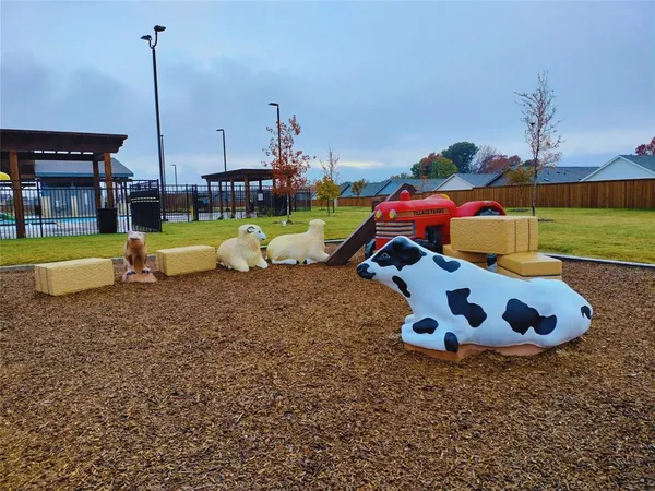 a view of a park with slide